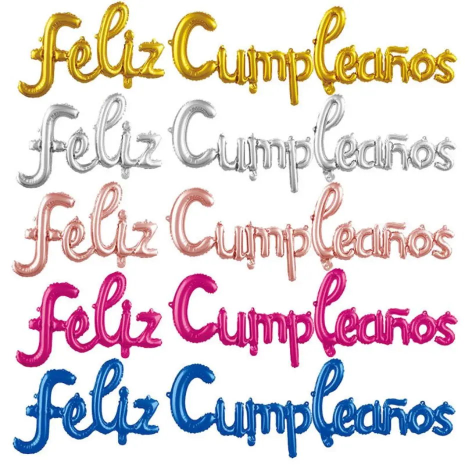 

Spanish Happy Birthday Letters Balloons Lowercase Conjoined Alphabet Foil Globos Birthday Party Decoration Banner Baby Shower