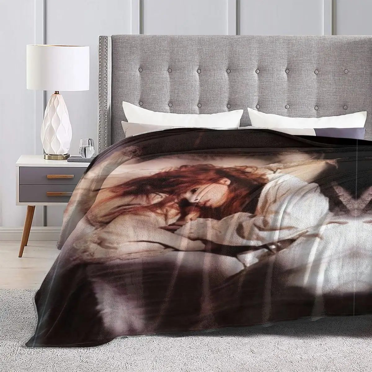 Mylene Farmer Flannel Blankets Quality Warm Soft French Singer Throw Blanket Spring Travel Outdoor Print Bedspread 4