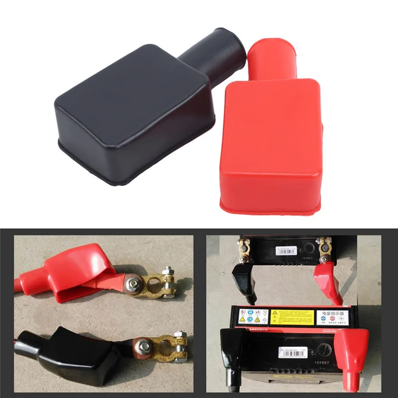 2pcs Car Battery Terminal Covers Positive Negative Top Post Cap Protection Insulate Case Battery Wire Connectors Rubber Caps battery terminal cover