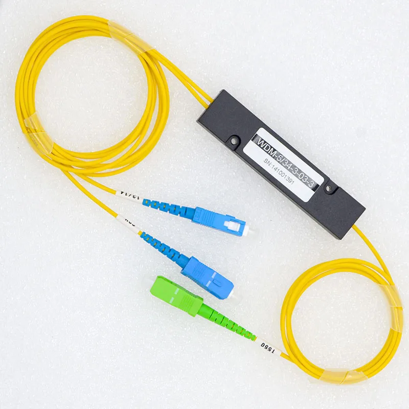New Hot Sell Optical Fiber Multiplexer Demultiplexer WDM1310/1490/1550nm Optical Fiber1:2 SC APC Connector Special Free Shipping