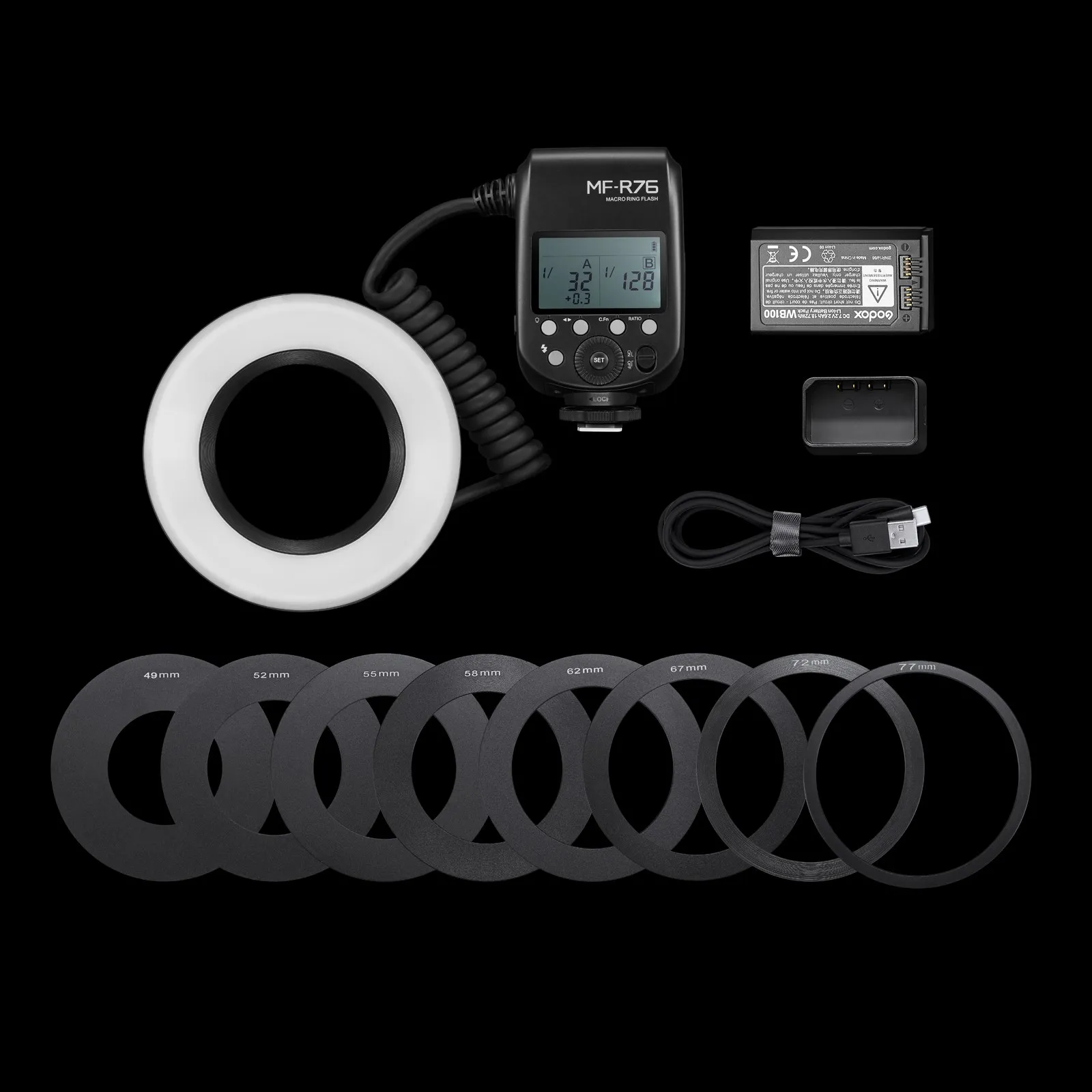 Godox MF-R76 RING76 5000K Macro LED Ring Light Speedlite Flash Light for Sony Canon Nikon Camera 5D 6D 7D 60D 70D 80D D850 A7MIV 6