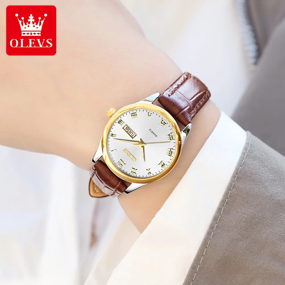 OLEVS 5568  High quality Exquisite Alloy Strap Women's Wristwatch, Waterproof Business Quartz Watch For Women Luminous Calendar