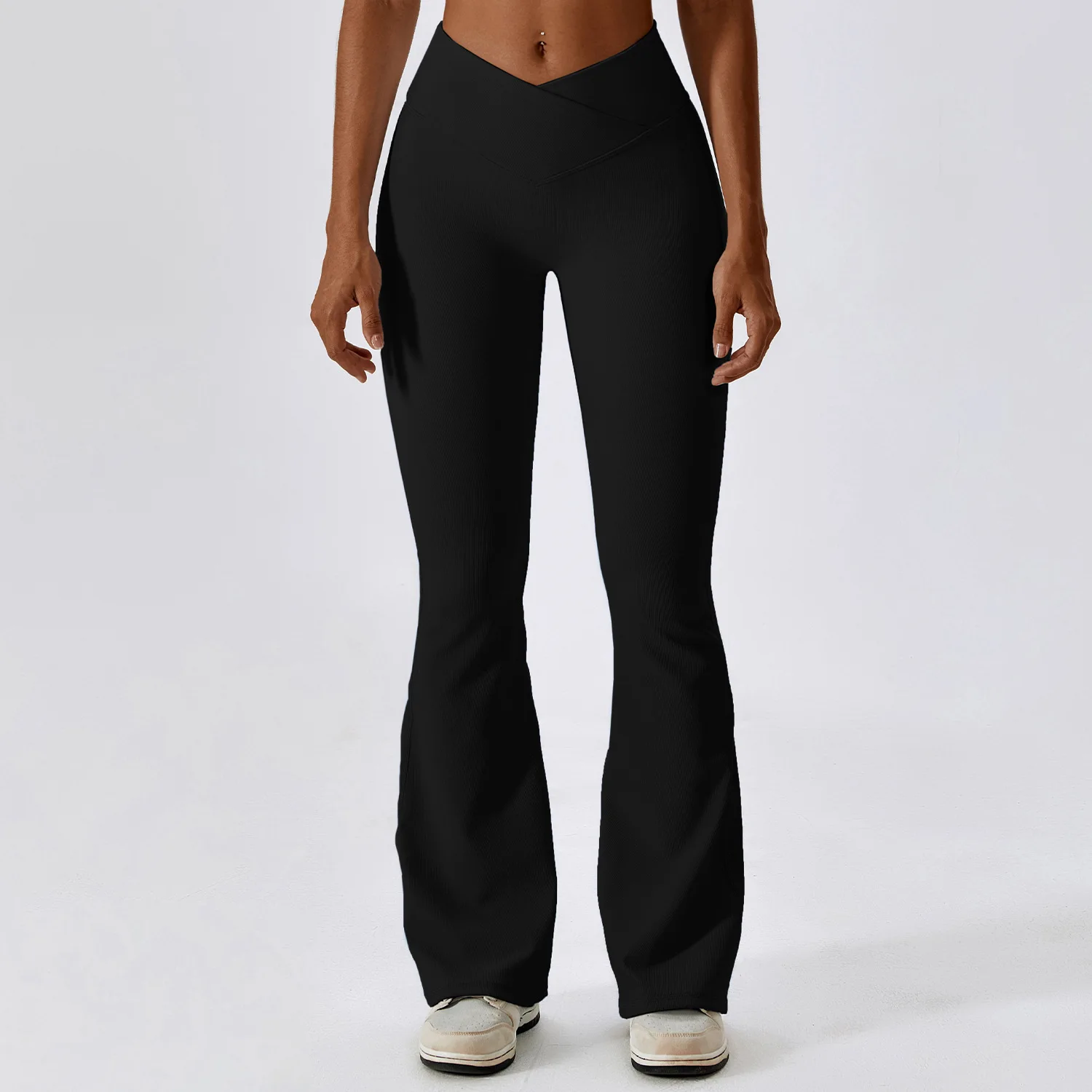 Leggings svasati Pantaloni da yoga Pantaloni da donna a vita alta Pantaloni a gamba larga da donna Allenamento in palestra Fitness Sport Pantaloni svasati Pantaloni da ballo latino - immagine 4