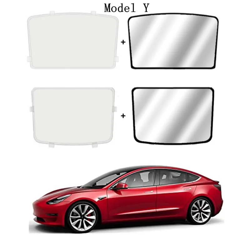 

Car Roof Sun Visor For Tesla Model Y Glass Roof Sunshades With Skylight Reflective Covers Set of 4 Auto Windshield Sunshades