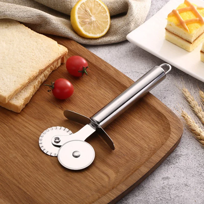 Pizza Wheel Knife Stainless Steel Single Wheel Pizza Cutter Pancake Cut Hob Baking Tool