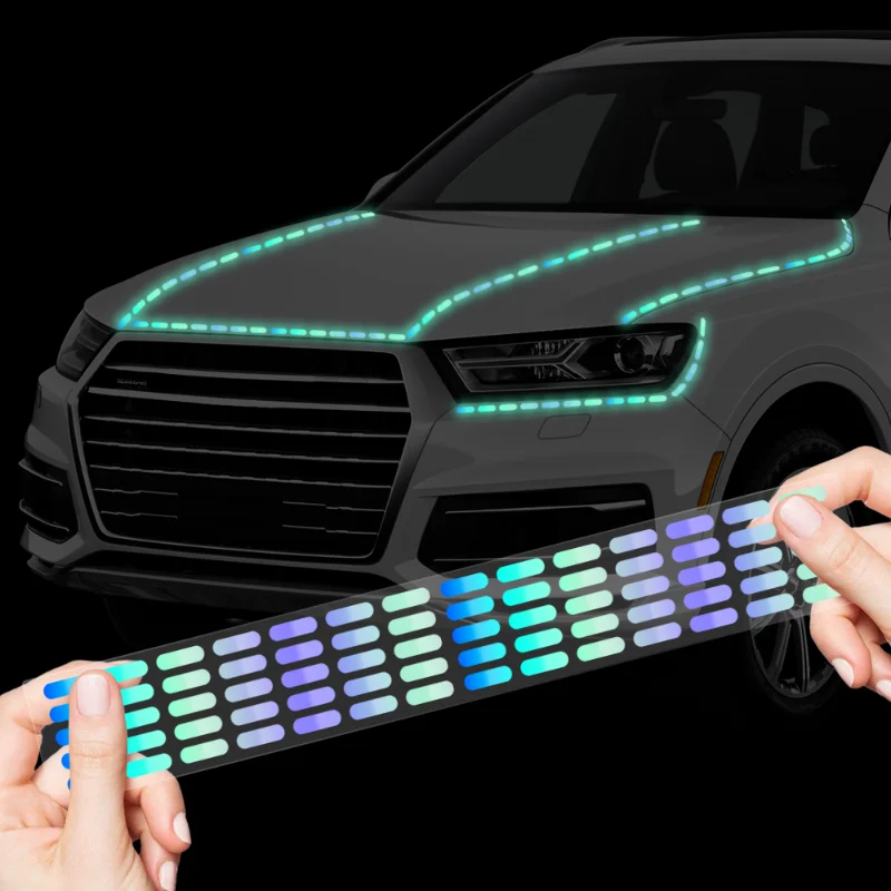 

DIY Dashed Lines Car Decorative Reflective Stickers Electric Motorcycle Body Modification Night Glowing Laser Waterproof Decals