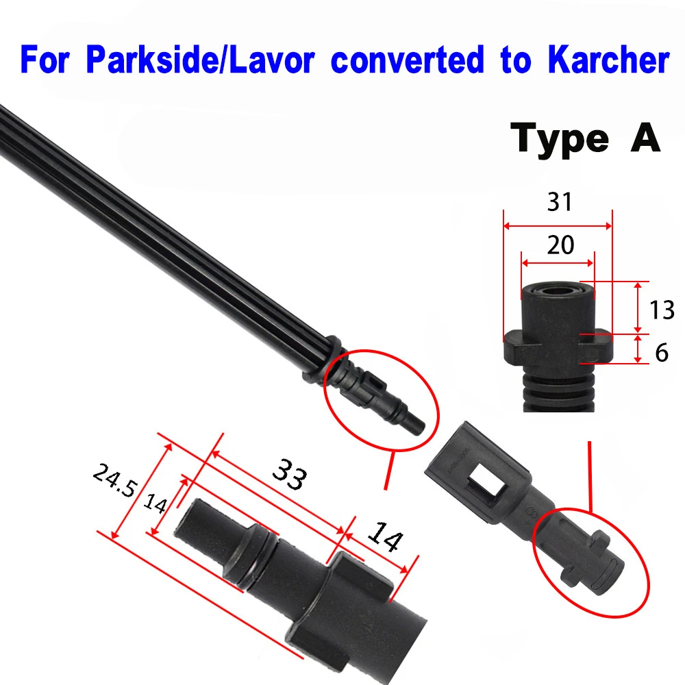 ROUE for Karcher Parkside High Pressure Washer Nozzle Adapter for Converting between Karcher Lavor Parkside CarWasher Accessory 2