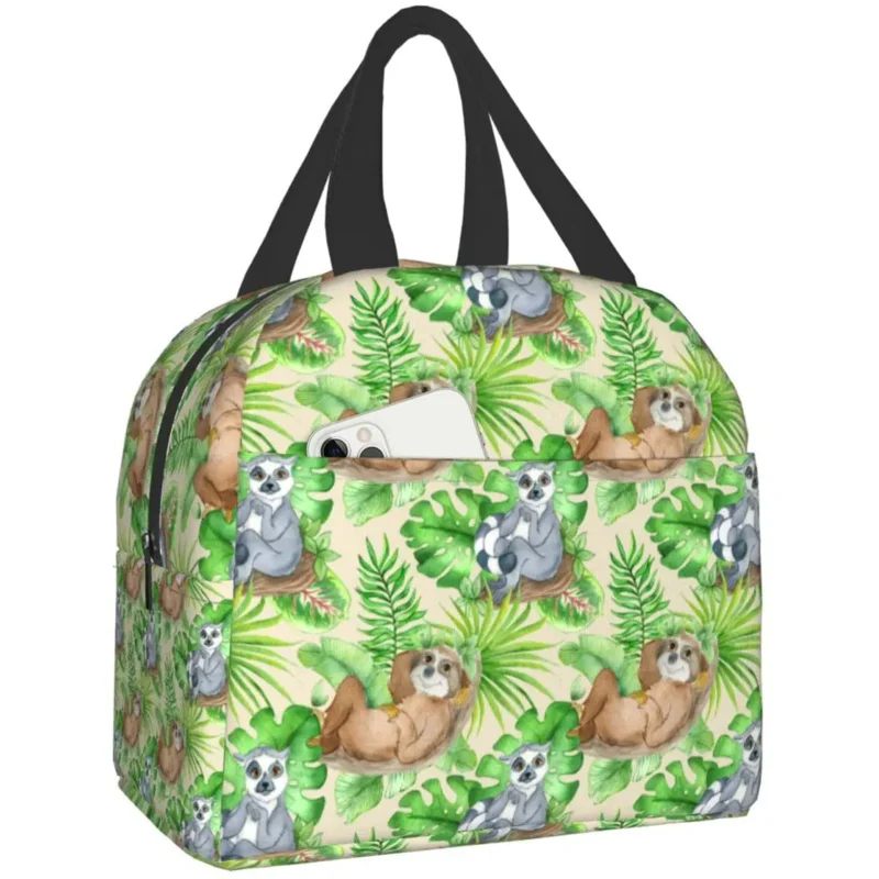 

Sloth Raccoon Leaves Cute Animal Lunch Bag for Men Women Kids Portable Insulated Tote Bento Box Bags Reusable Cooler Picnic