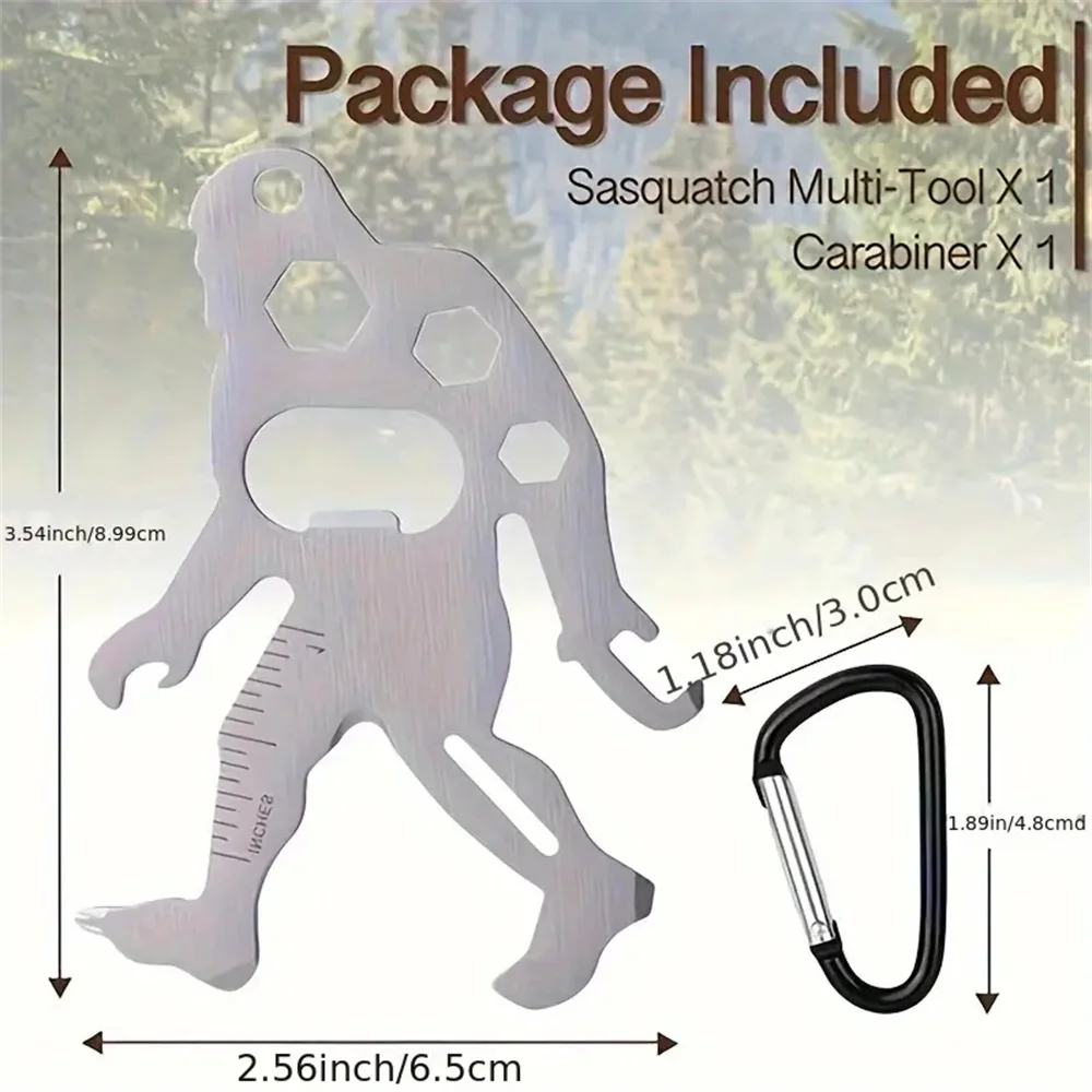 1pc Stainless Steel Monkey & Sasquatch Survival Tool Card Keychain - Durable, Multifunctional, Rust-Resistant - Perfect for Outd 6