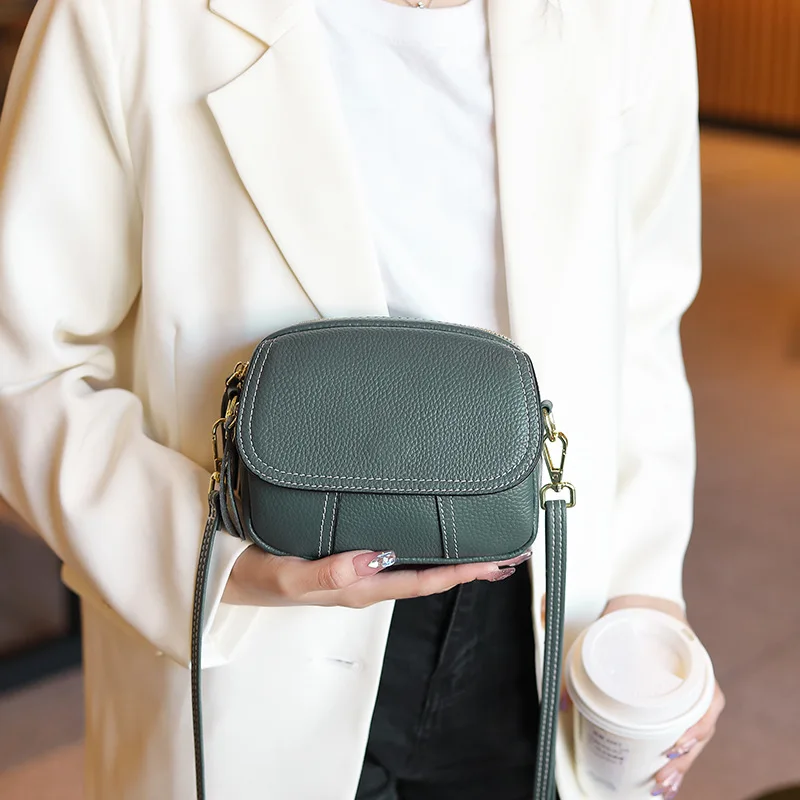 

Maxdutti One Shoulder Messenger Leather Handbag French Fashion Ladies Commuter Casual Cowhide Bag Soft Leather Small Bag