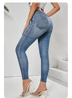 Leggings rétro non en jean pour femmes, leggings de sport slim, pantalons de fitness taille haute, vêtements de sport, leggings de course à séchage rapide 5
