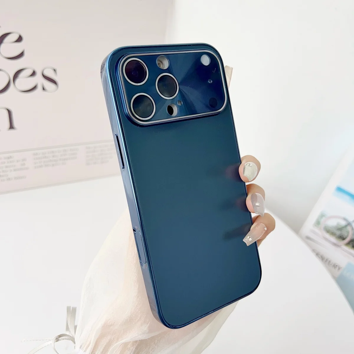 Premium Frosted Glass Camera Lens Protection Phone Case with Shockproof Design