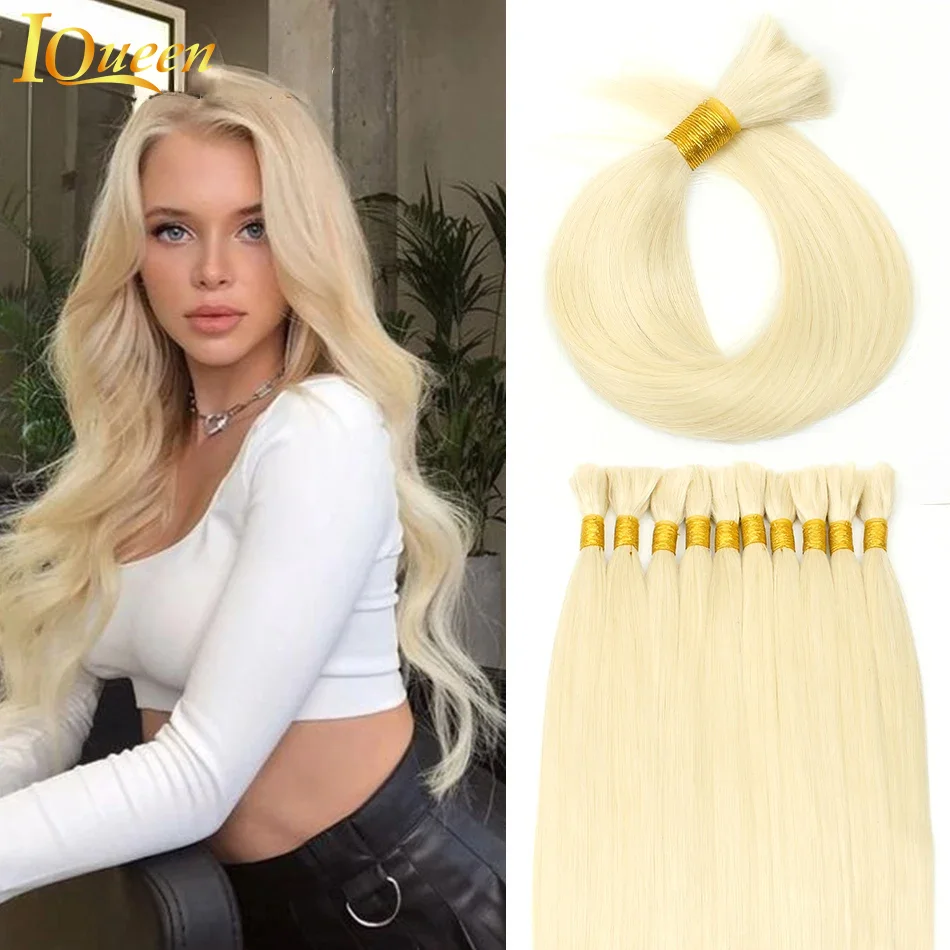 Natural Human Hair #613 Straight Human Hair Braiding Bulk Extensions No Weft Bundles For Women Extensions