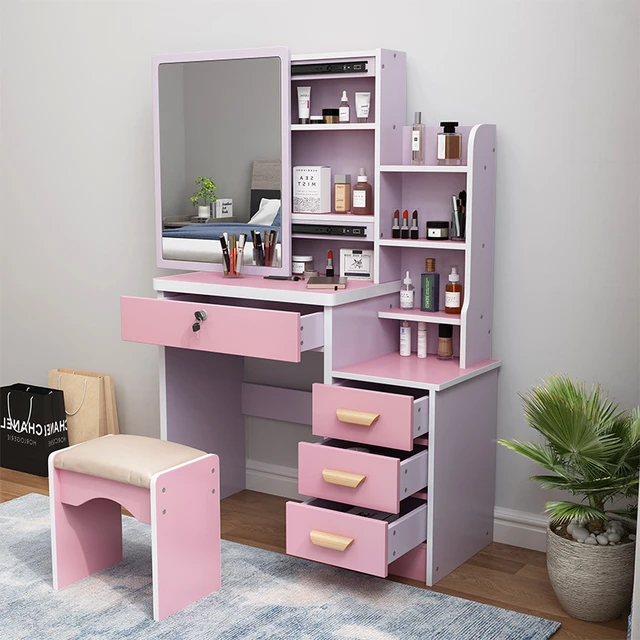 Tocador moderno para apartamento, escritorio blanco, dormitorio, escritorio  con espejo de luz, tocador rosa, nuevo - AliExpress