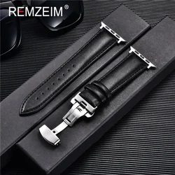 Elegant Leather Watch Band Bracelet - 38mm 40mm 41mm (Black - s)