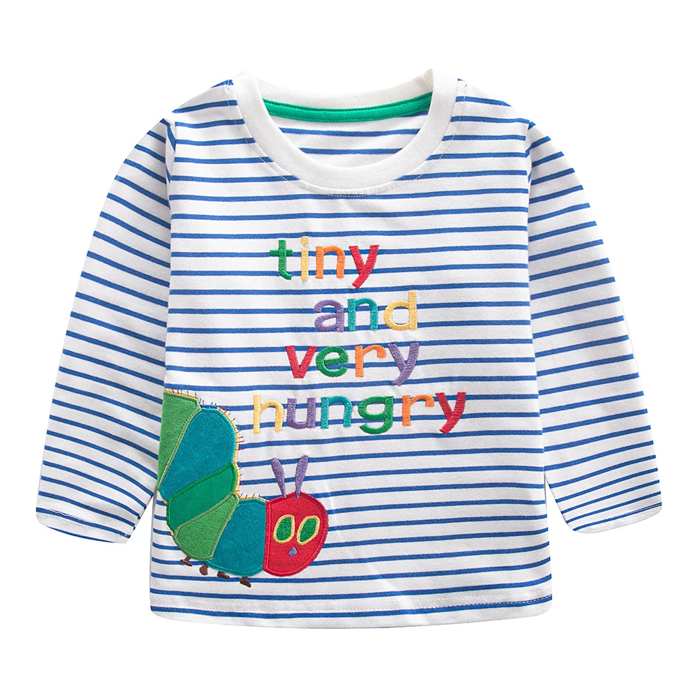 

Jumping Meters 2-7T New Arrival Cartoon Striped Boys Tshirts Autumn Spring Children's Clothes Long Sleeve Kids Tops