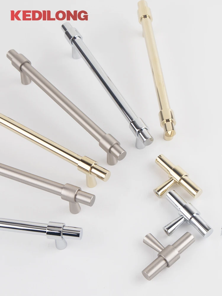 KEDLO ตู้ครัว T-Bar นิกเกิลขัดเงาที่ทันสมัยเรียบง่ายด้ามจับโครเมี่ยมทองเหลืองด้ามยาว 500 มม 1