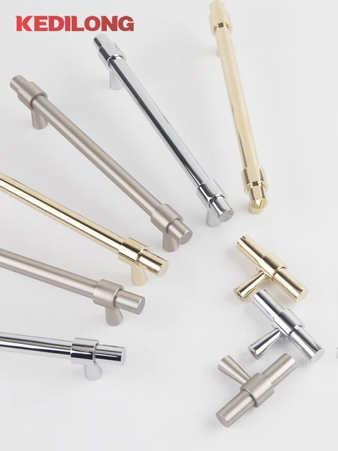 KEDLO ตู้ครัว T-Bar นิกเกิลขัดเงาที่ทันสมัยเรียบง่ายด้ามจับโครเมี่ยมทองเหลืองด้ามยาว 500 มม 1