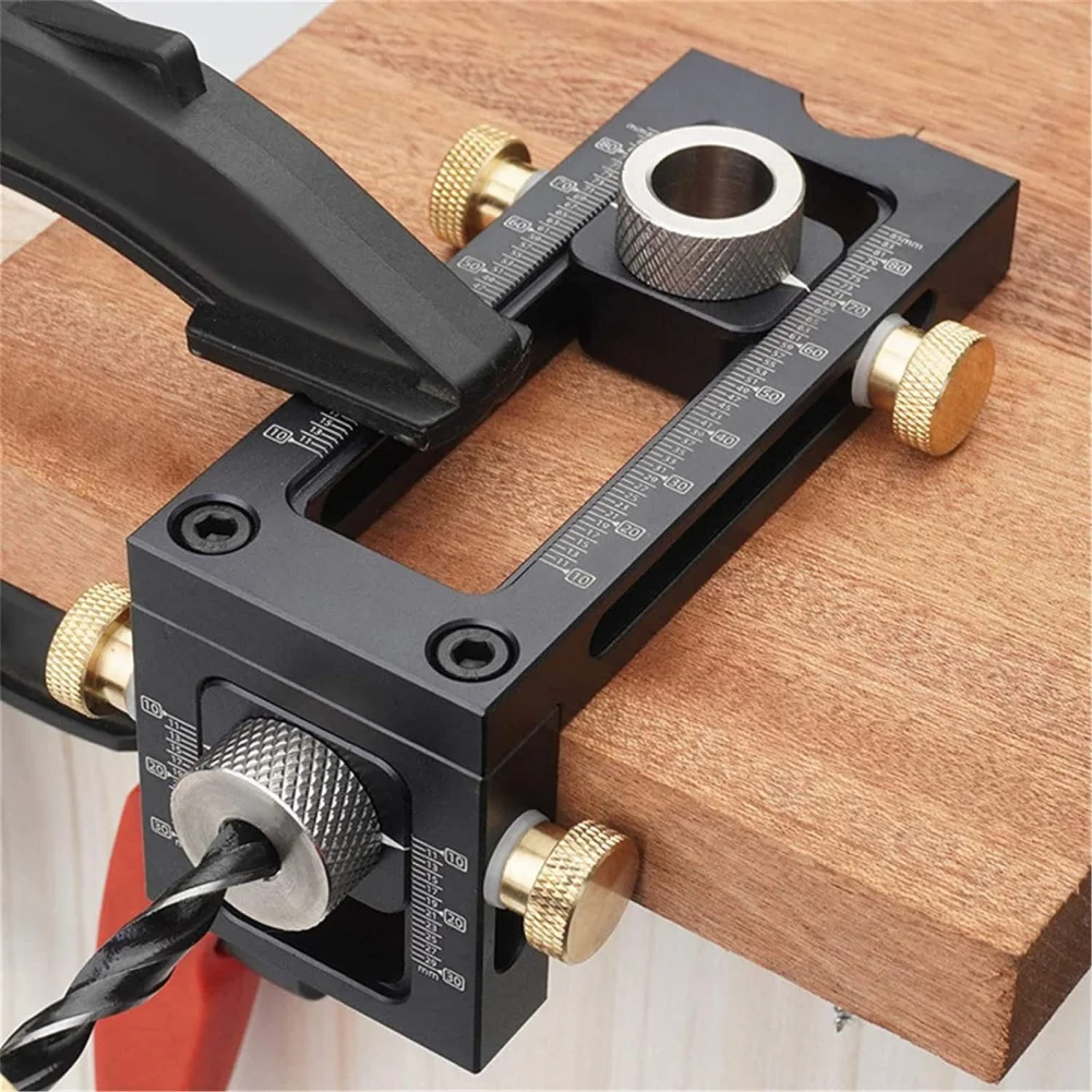 Dowel Jig Kit, Adjustable Drilling Locator, Positioning Punch Tools,  6/8/10/12/15mm Pin Fixture Woodworking Doweling Jig Set 90 degree clamps for woodworking positioning squares right angle aluminum alloy cabinet clamps tools for boxes picture frame