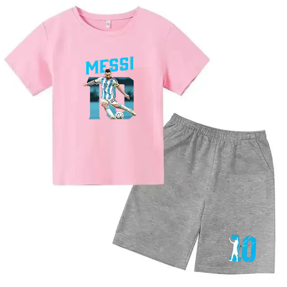 thumbnail image 1 of Conjuntos de 2 camisetas y pantalones con estampado de Super Soccer Star No. 10 para niños de 3 a 14 años, ropa de calle para niños y niñas, 1 of 5