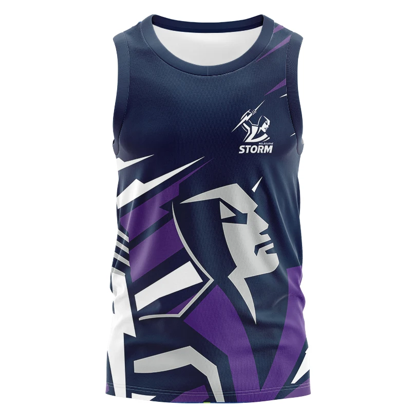 Ladies' Maternity Outfit 3D Printed Melbourne Storm Rugby Shirt Street Men's and Women's Round Neck Pullover Printed Sports Vest