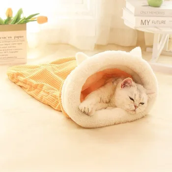 Winter Warmth Bed for Cats Plush Style Cozy Burrow Cave Kitty Sleeping House