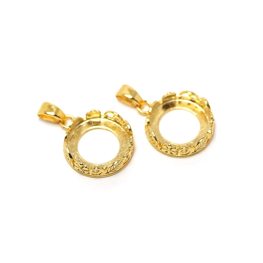 

2pcs Leafs Necklace Drop Inlayable Pendant,Round Flower Charms,24k Gold Color Plated Brass Classic Vintage Charms,Jewelry Making