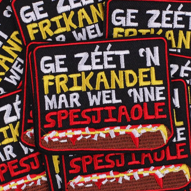 Oeteldonk Emblema Sapo Patch Badges, Carnaval para Netherland, Ferro em patches bordados para roupas, Letra Adesivos de coração