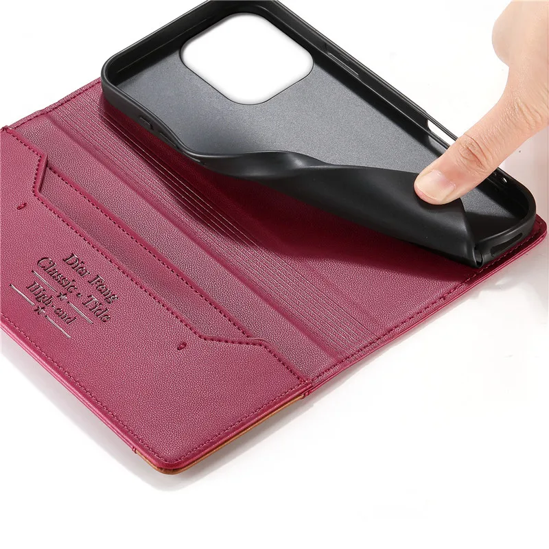 Elegant Leather Flip Phone Cover with Magnetic Wallet Feature