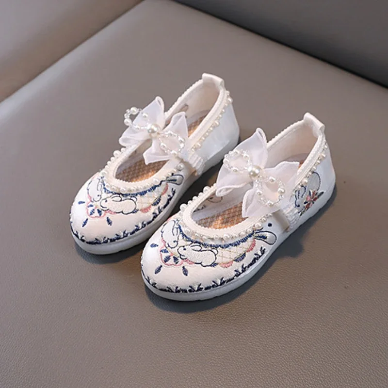 Girls Chinese Style Lace Flat Shoes
