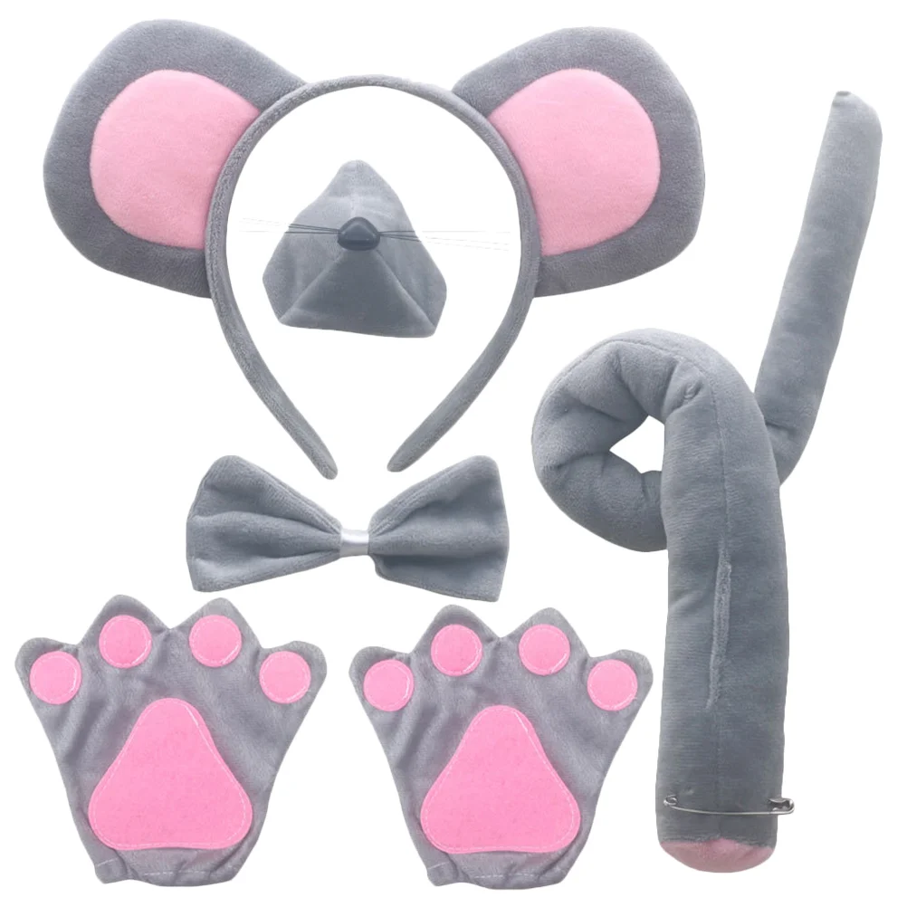 

Halloween Animal Costume Props Dog Mouse Ear Headband Tail Bow Tie Fake Nose Gloves Tutu Skirt Kit Party Cosplay Props
