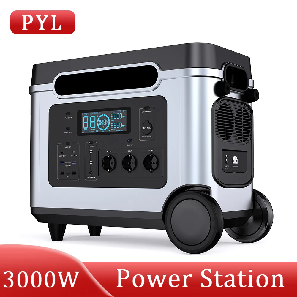 

3000W Portable Power Station 3200Wh Solar Generators 220V Pure Sine Wave Emergency Power Supply for Outdoor Camping