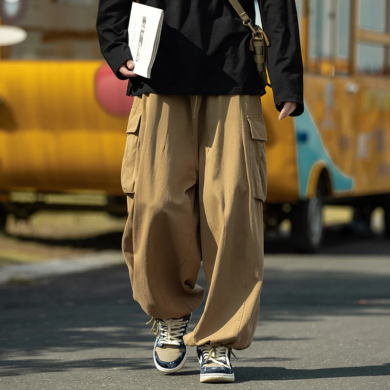 

Fashion Oversize Cargo Pants Men Wide Leg Long Baggy Trousers Black Khaki Streetwear Bottoms Parachute Military Tactical Pants