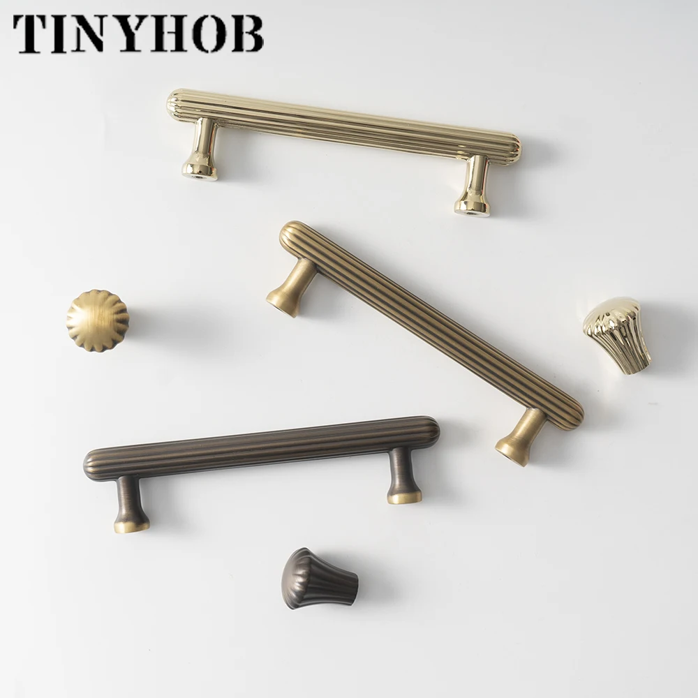 Maçanetas de Latão Sólido Alças de Armário Botões de Gaveta Estilo Americano Bronze Retro Móveis Nórdicos Acessórios de Cozinha Cores