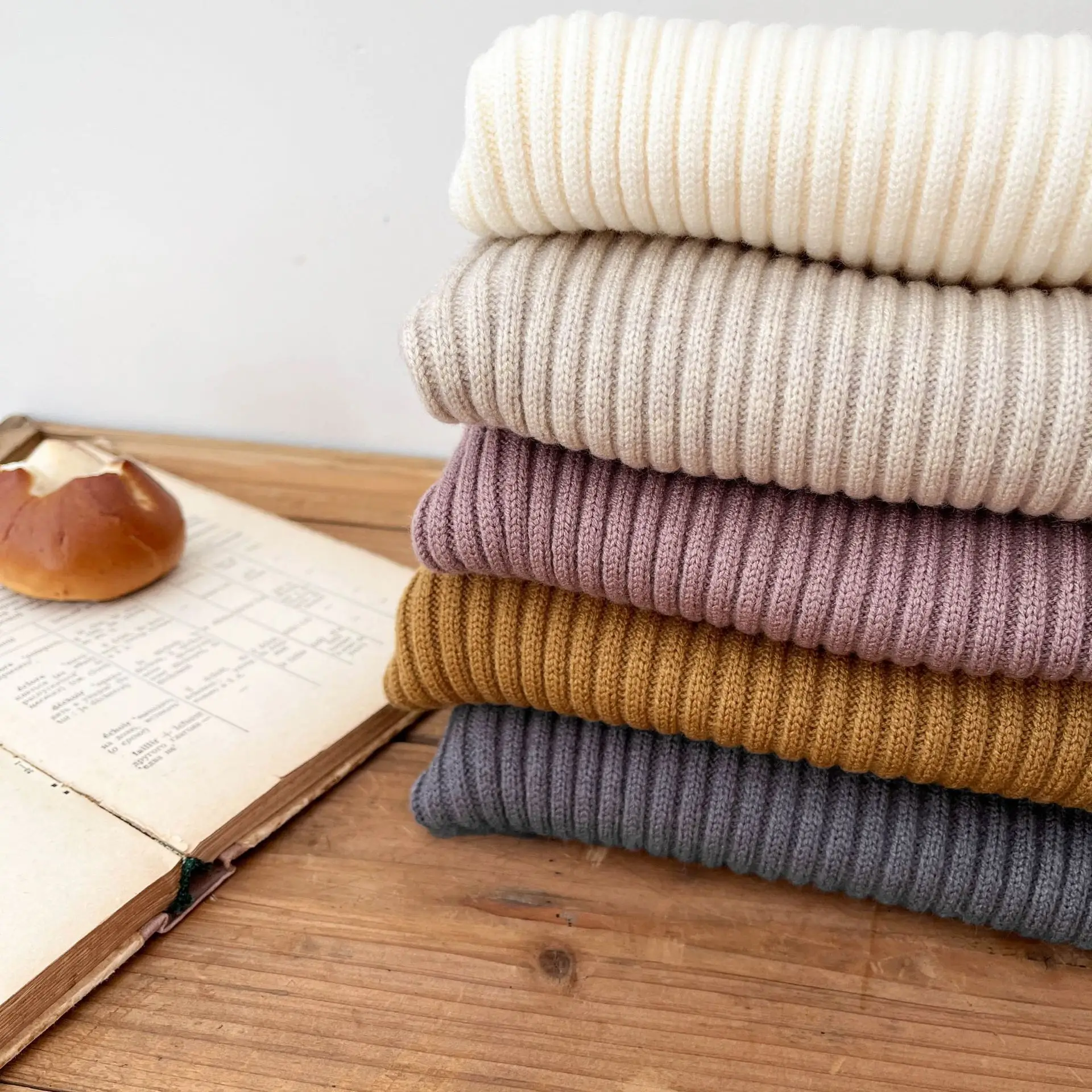 Autumn Winter Baby High Collar Knitted Sweater Girls Thick Warm Thick Knit Bottom Shirt Boys Versatile Tops Baby Girls Clothes