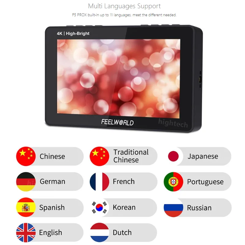 FEELWORLD F5 PROX 5.5'' high-bright camera field monitor touch screen 1200nit 1920*1080 1000:1 broadcast monitor for film studio