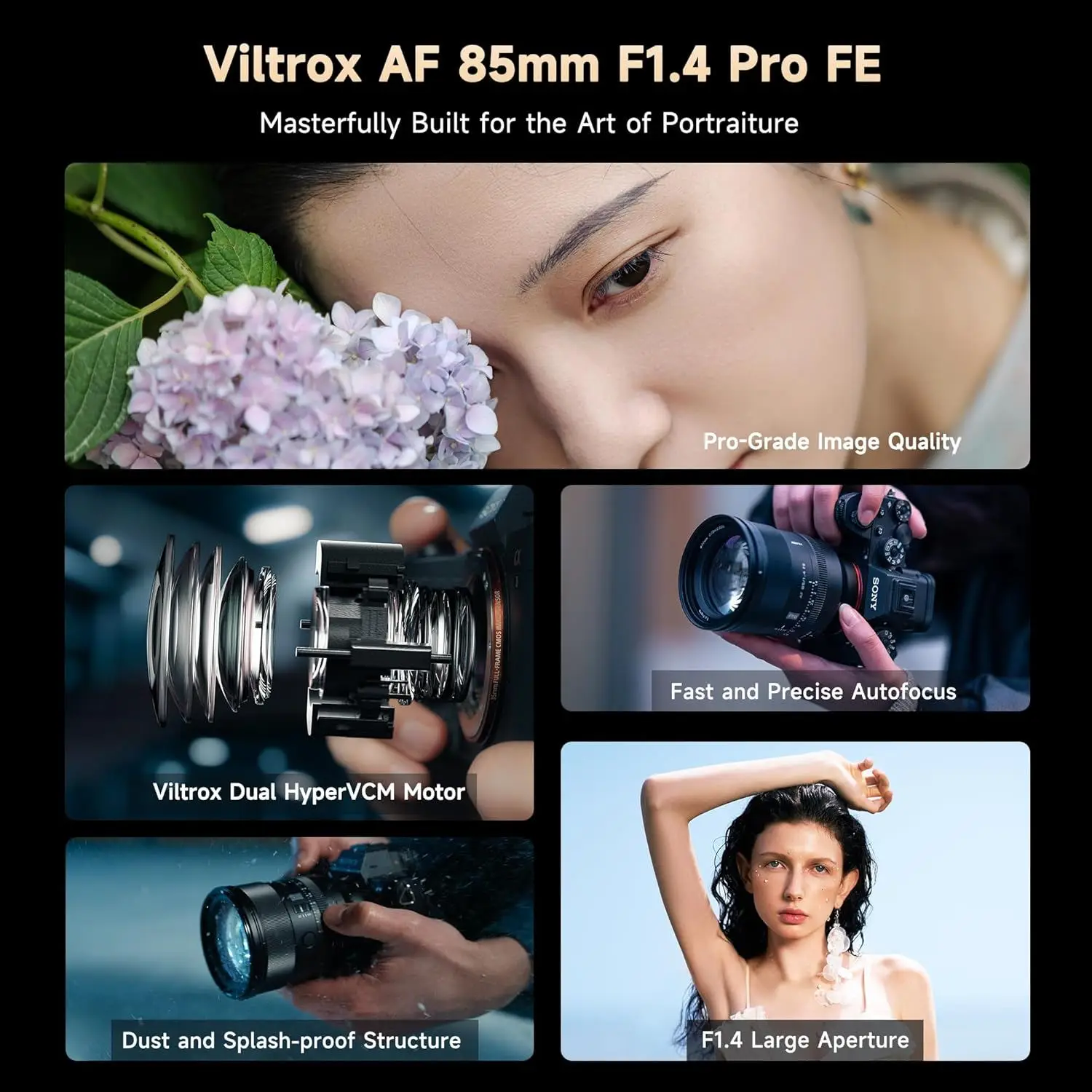 VILTROX AF 85mm F1.4 Pro FE 렌즈 자동 초점 대구경 풀프레임 미러리스 카메라 렌즈 ( E 마운트 A7 A7R A7RII ZVE1 호환)