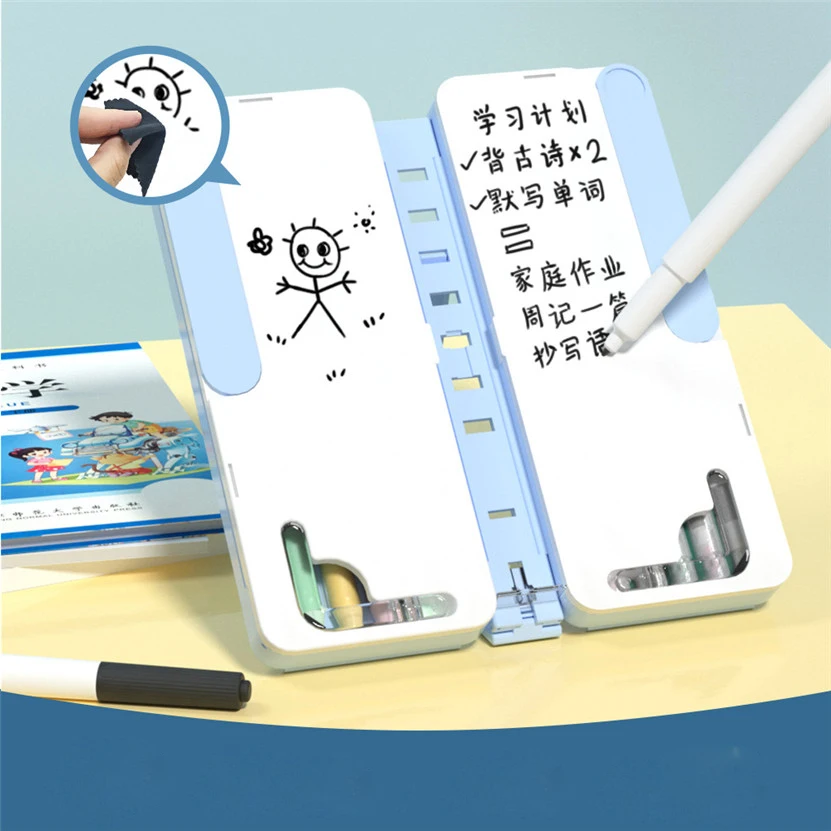 연필 케이스 다기능 소재 포함 Escolar 책장 연필 케이스 상자, 접이식 Estuche Cartucheras 정리 한국어 문구