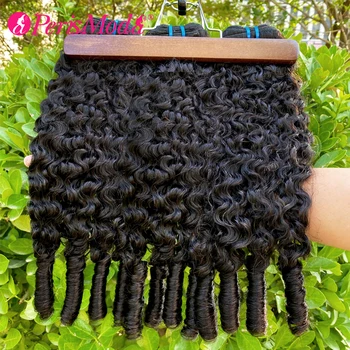 PerisModa Burmese Curly Bundles 100% Human Hair Bundles Virgin Weave Human Hair Extensions Curly Ends 1/3/4 Pcs Natural Color 1