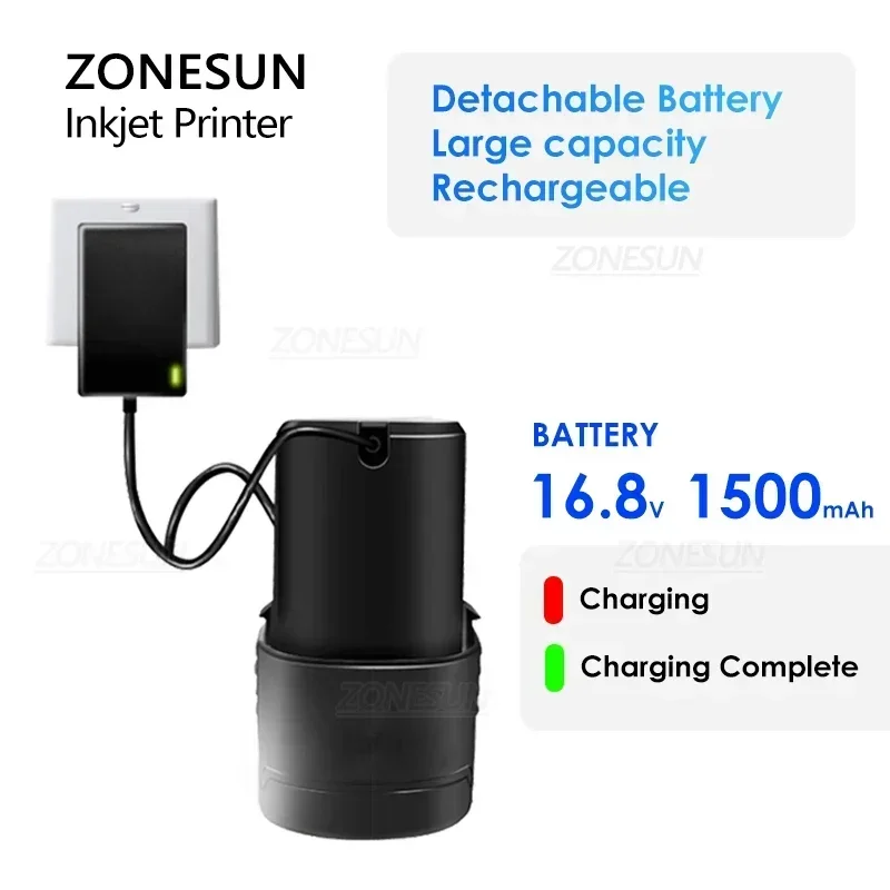 ZONESUN Handheld Inkjet Printer Portable ZS-HIP254 25.4mm QR Barcode Batch Expiry Date Serial Number Multilingual Digital
