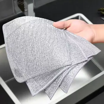 10 pezzi di panno per lavare i piatti in filo d'acciaio, rete di panni per la pulizia, panno non grasso, panno per la pulizia della fornello da cucina 1
