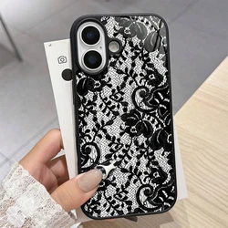Exquisite Lace Pattern Silicone Phone Case - Elegant Soft Cover - iPhone 15 Plus (1)