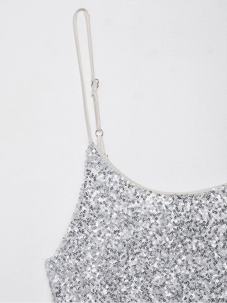 Women Sequin V-neck Sling Dress Elegant Slimming Dress Temperament Club Party Shinne Long Dresses Ladies Chic Holiday Clothes