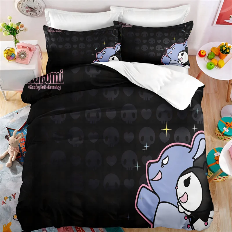 サンリオ Kuromi ベッドカバー 140cm x 205cm Sanrio Kuromi Bedding Set Cartoon Anime Kuromi Melody Quilt