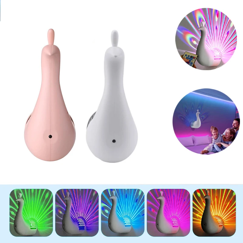 LED projection lamp peacock wall lamp 9 modes bedroom bedside suitable for family room wall decoration birthday gift