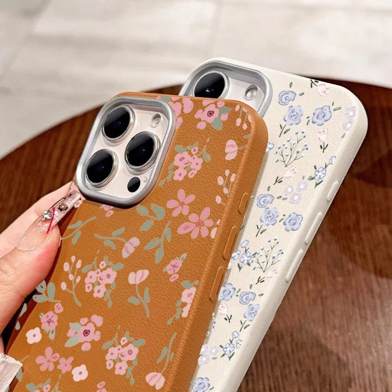 INS Green Leaf Pink Flower Pattern Phone Case Cover