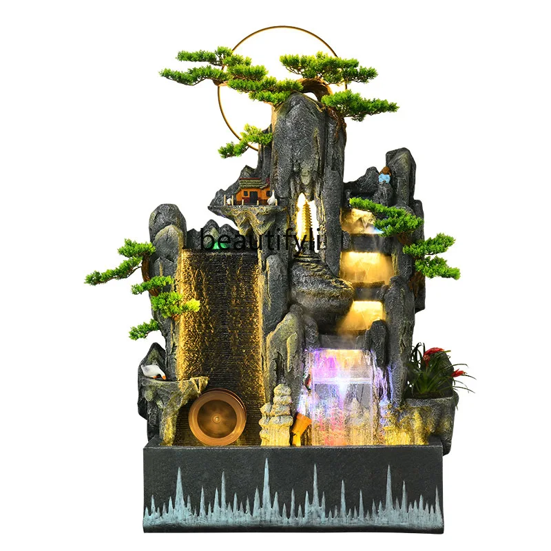 

Large Artificial Mountain and Fountain Floor Ornaments Living Room Courtyard Lucky Loop Decoration