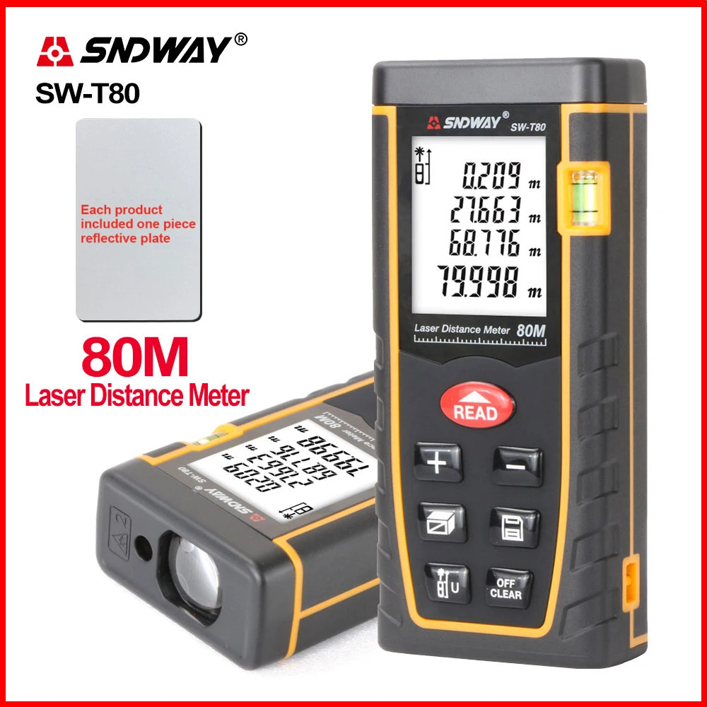 SNDWAY Laser Distance Finder for Distance Laser Measure Indoor Outdoor Rangefinder Tape Measure with Range Finder laser rangefinder