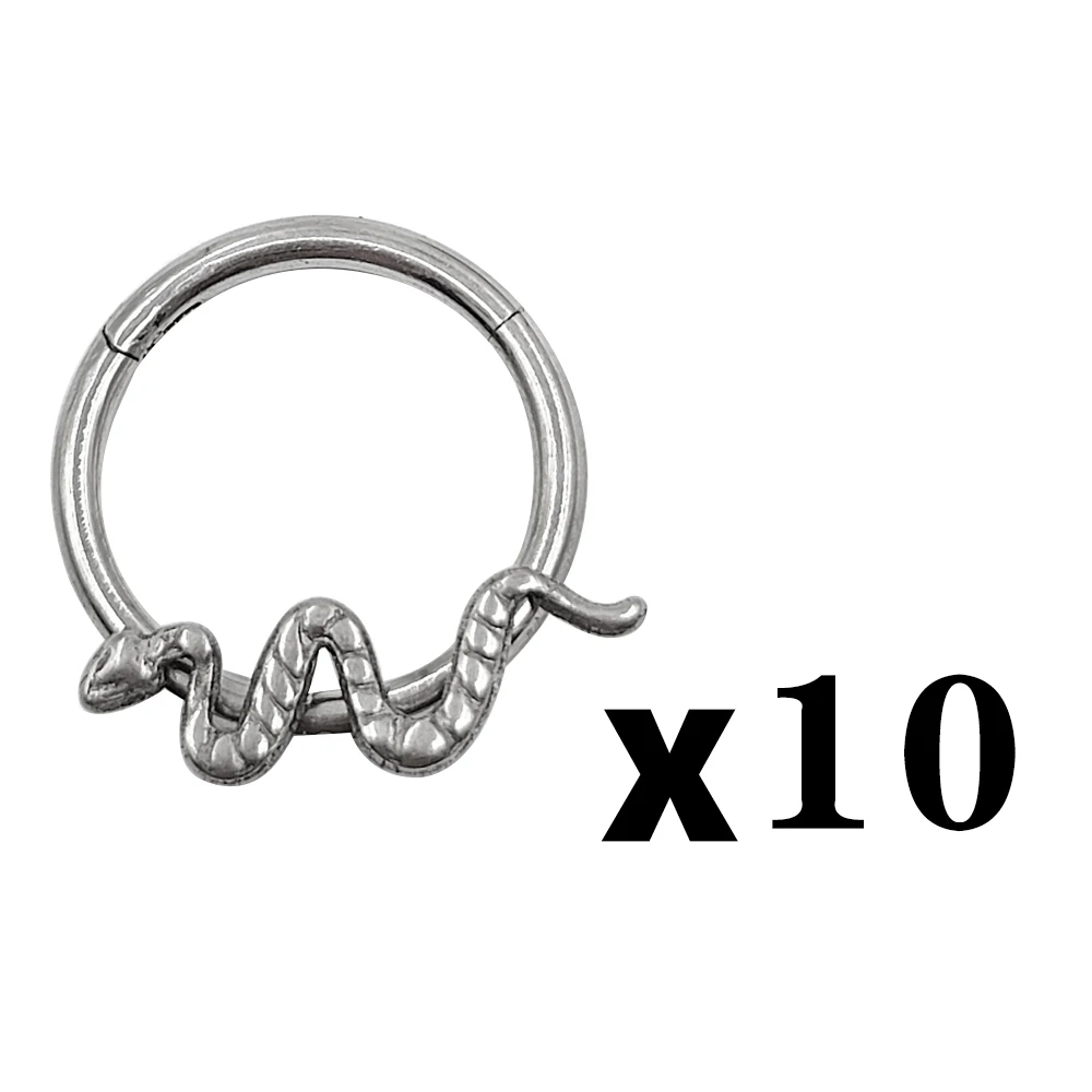 1 & 10 Pcs G23 Titan Schlange Hoop Ohrringe Großhandel Piercing Kleine Runde Körper Piercing Schmuck WomenF316 Bienen Feder Nase ring – Detail 4