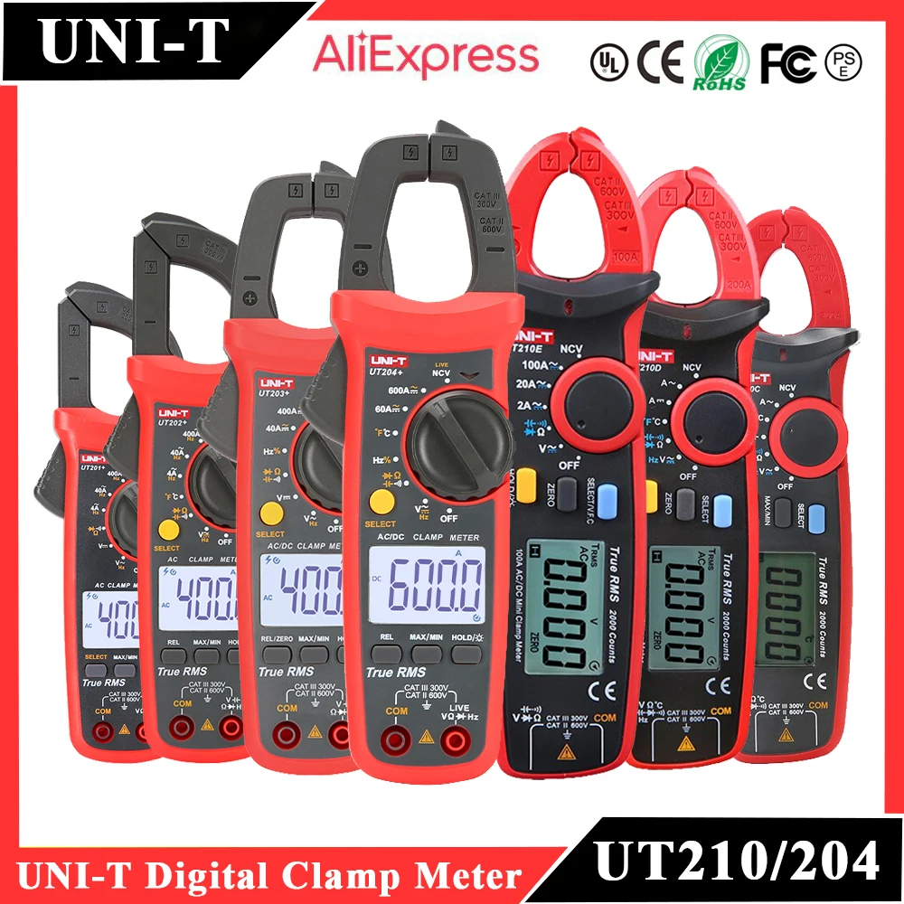UNIT Digital Clamp Meter Pliers Voltmeter Ammeter Professional Multi Tester Meter UT201+ UT202